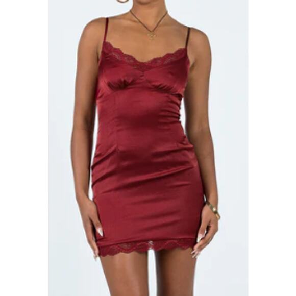NWT Princess Prolly MAPLE MAE MINI DRESS BURGUNDY size 2 - Picture 1 of 5
